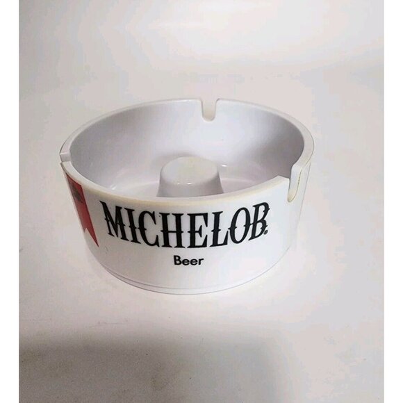 Michelob Beer White Plastic Ashtray American Ornapress Mancave Barware Bar Decor - Picture 1 of 8